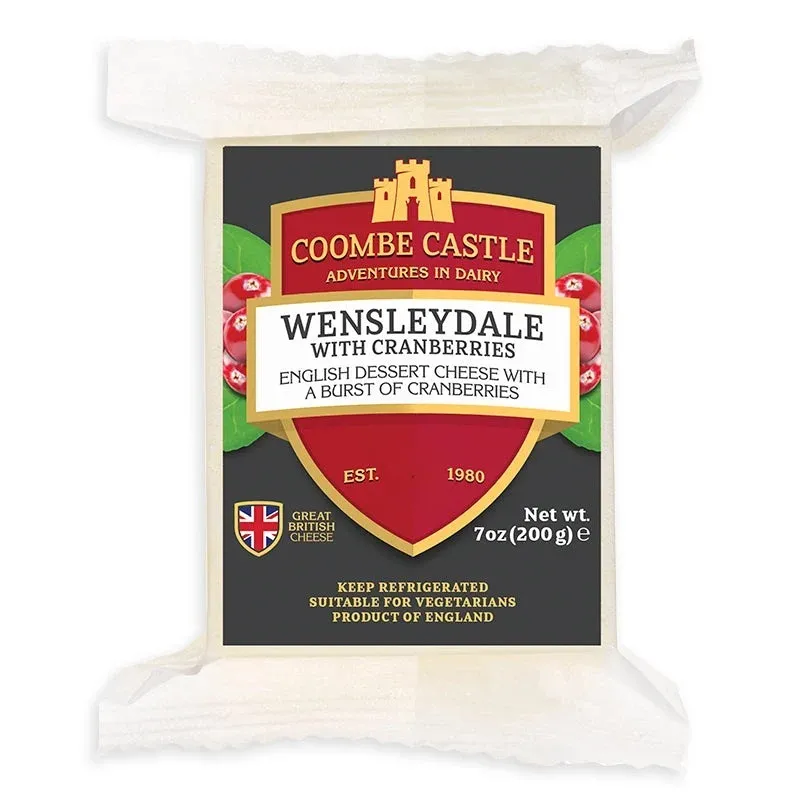 Wensleydale English Cheese with cranberry 180g-Coombe Castle